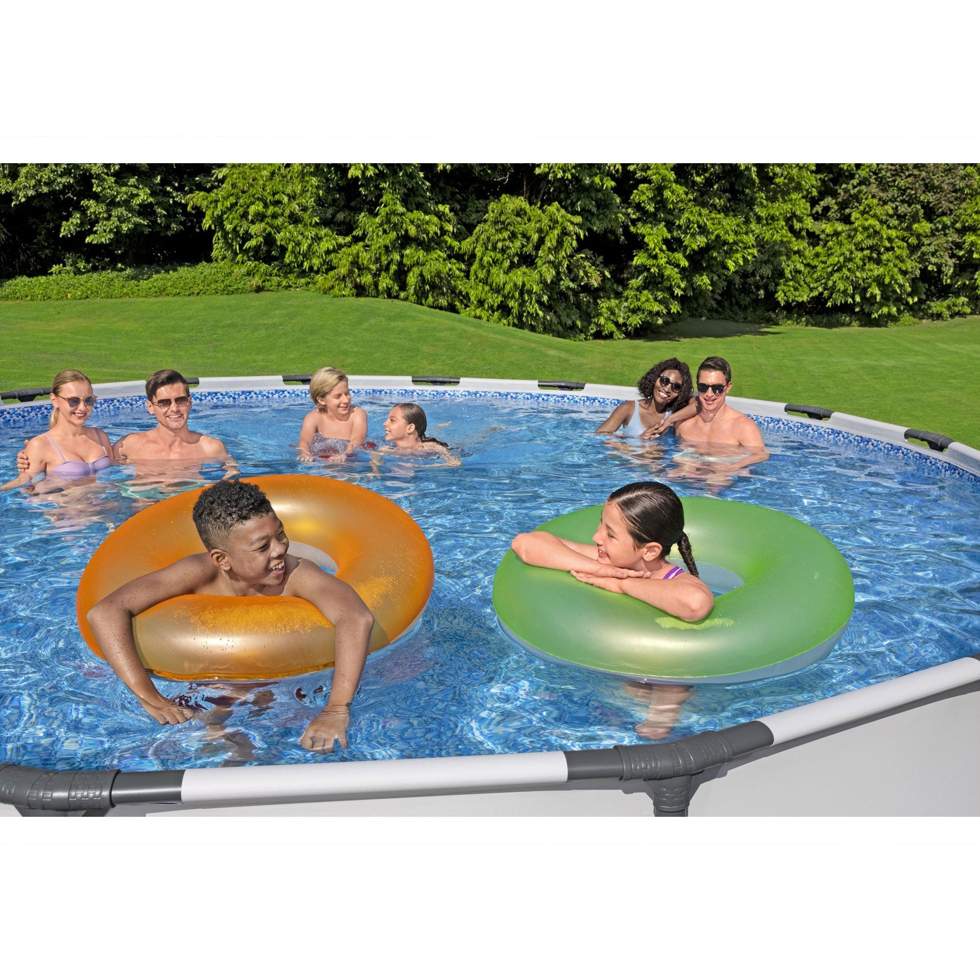 Bestway Steel Pro 18-Foot Round Swimming Pool Set, Filter Pump Ladder (Open Box)