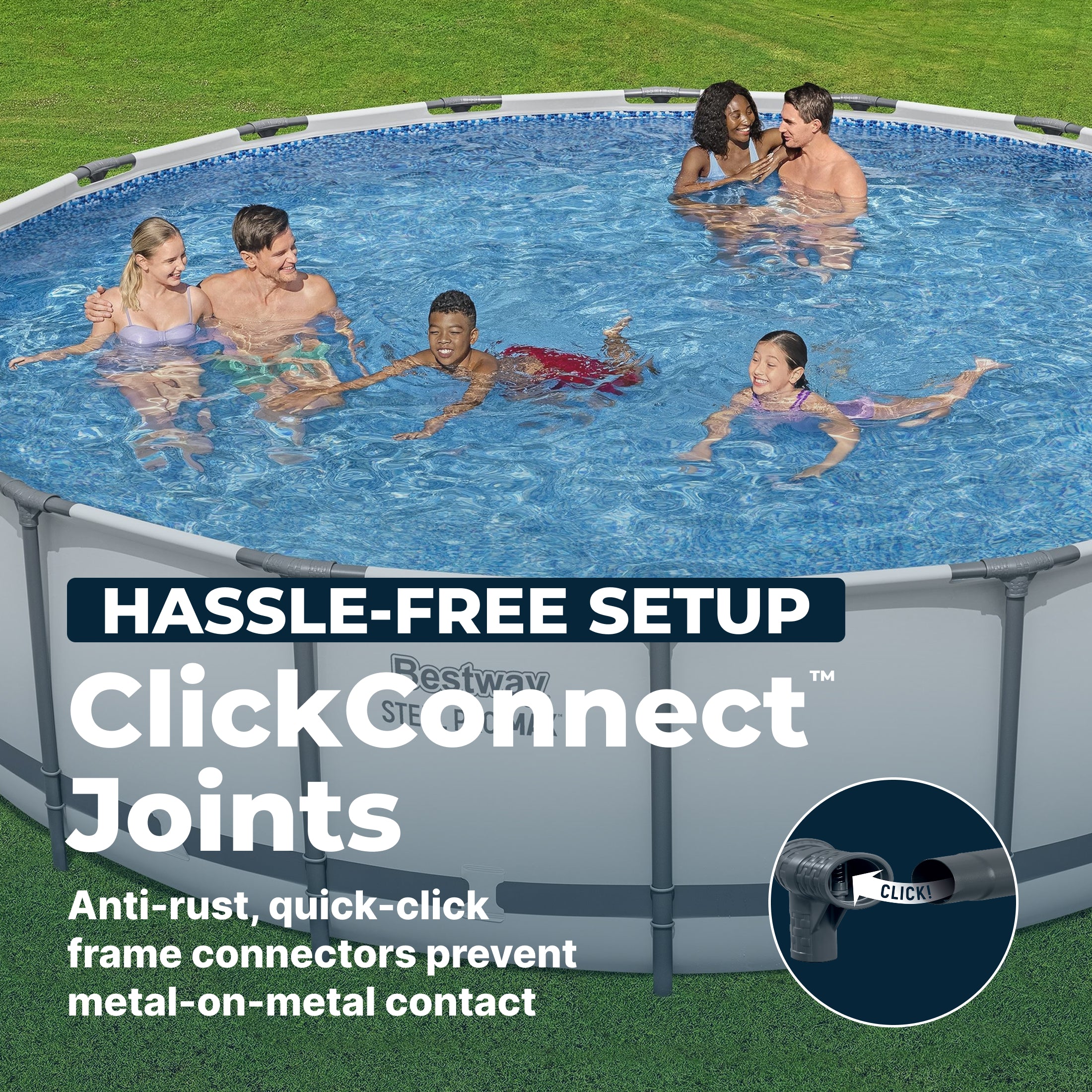 Bestway Steel Pro MAX 18'x48" Round Above Ground Swimming Pool with Pump & Cover - VMInnovations
