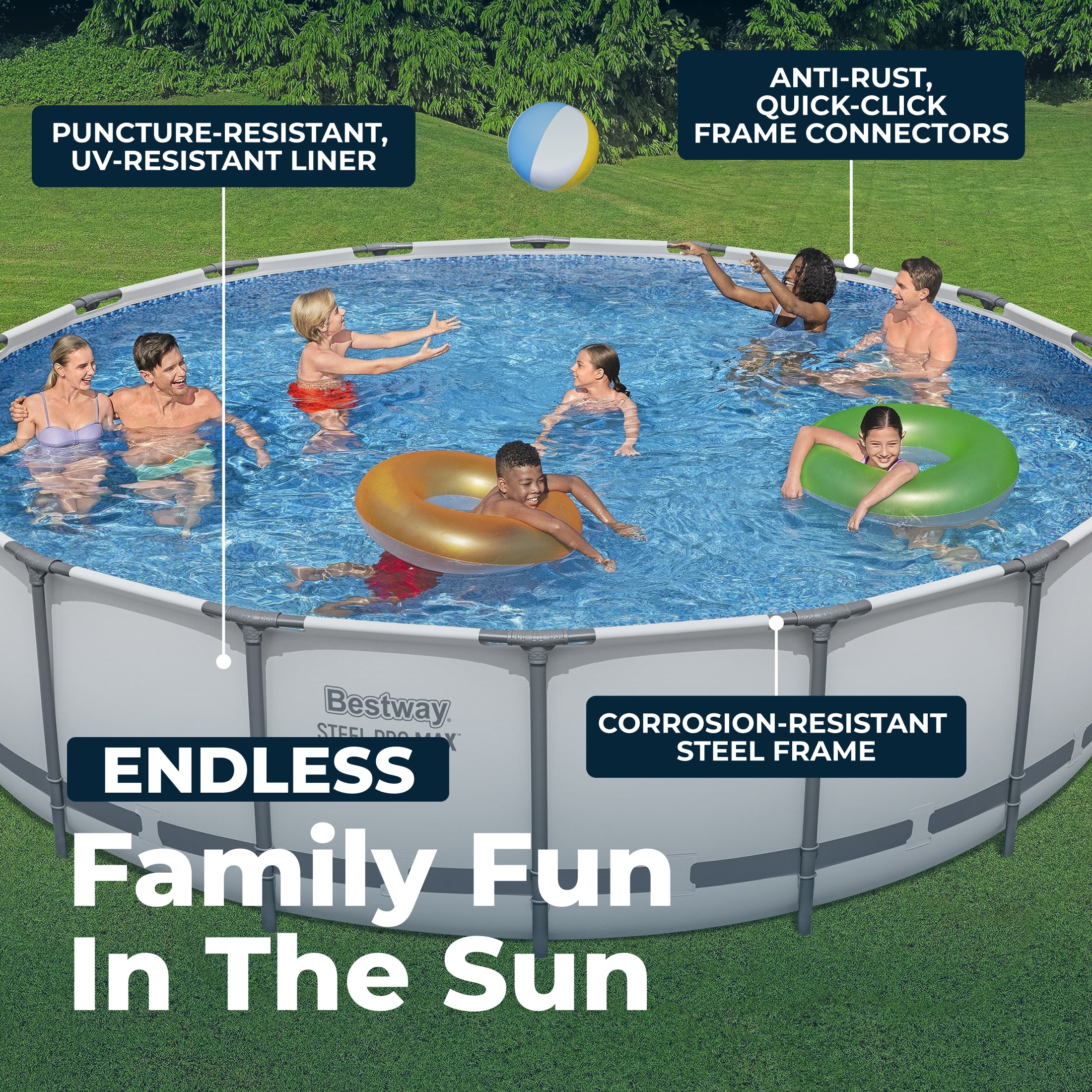 Bestway Steel Pro MAX 18'x48" Round Above Ground Swimming Pool with Pump & Cover - VMInnovations