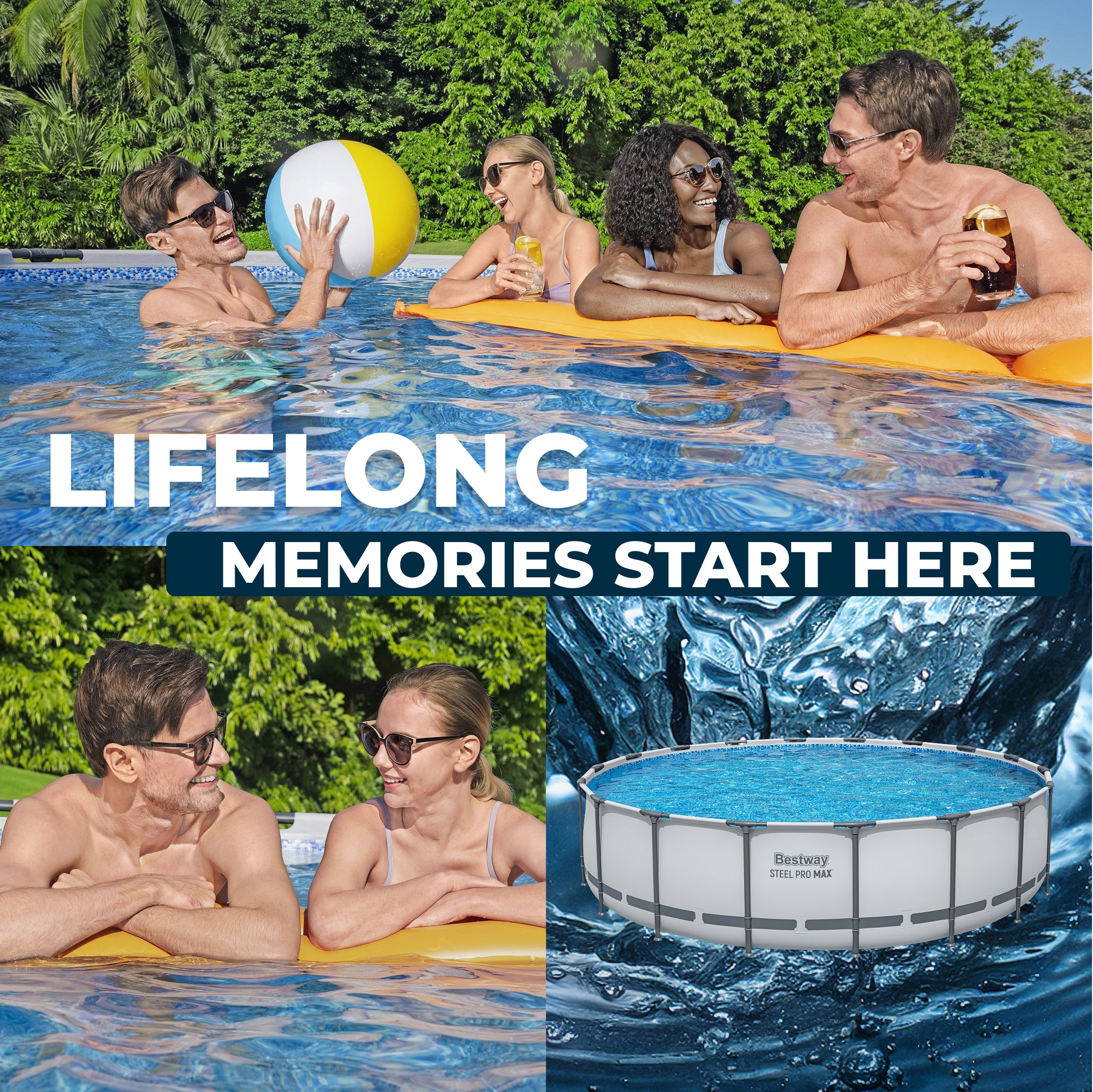 Bestway Steel Pro MAX 18'x48" Round Above Ground Swimming Pool with Pump & Cover - VMInnovations