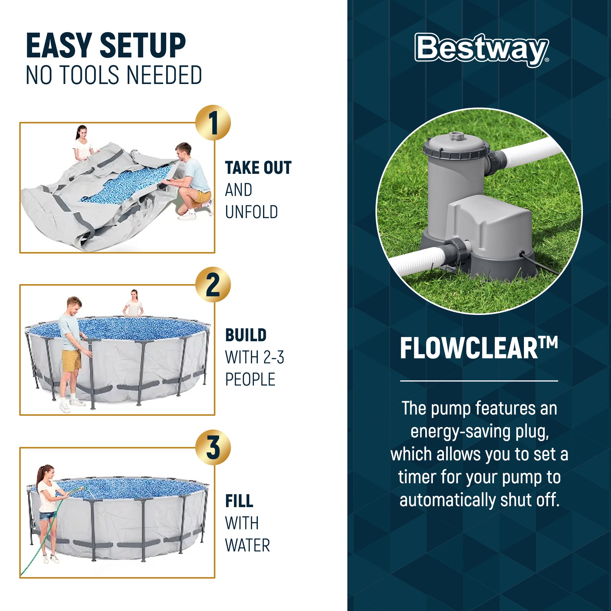 Bestway Steel Pro 18-Foot Round Swimming Pool Set, Filter Pump Ladder (Open Box)