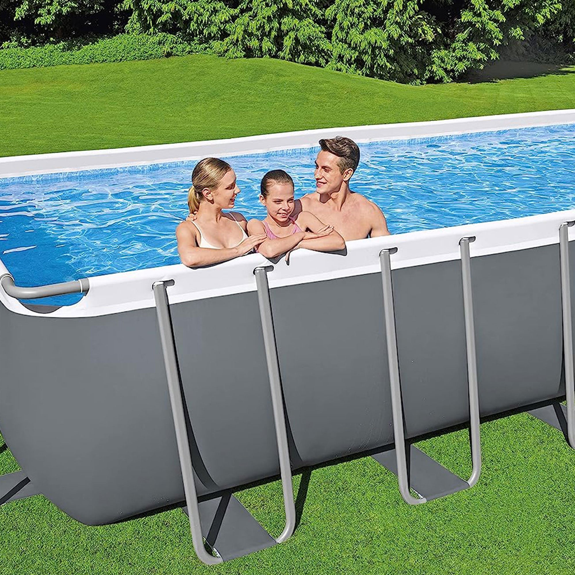 Bestway Power Frame 31.3' x 16' x 52" Above Ground Pool with Pump & Cleaning Kit