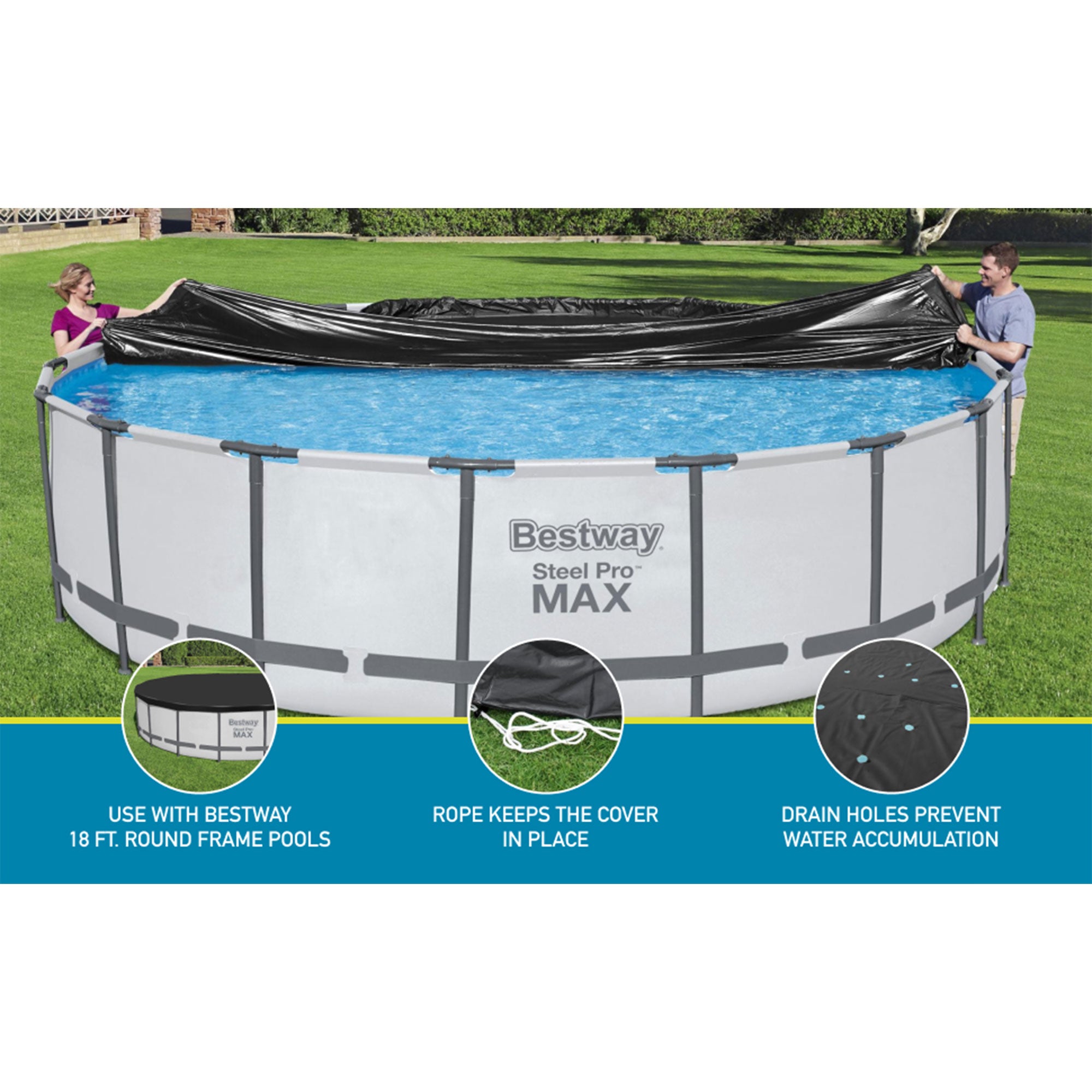 Bestway 18' Round PVC Pool Debris Cover for Steel ProTM Frame (Open Box)(6 Pack) - VMInnovations