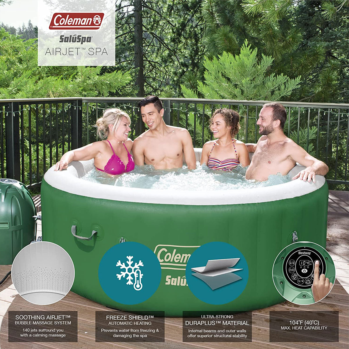 Coleman SaluSpa Inflatable Hot Tub, Cleaning Tool Accessory & Spa Support Kit