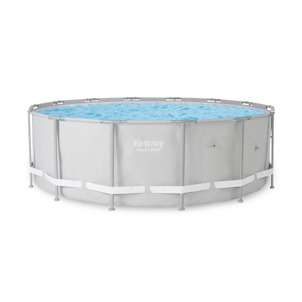 Bestway 14' x 48" Power Steel Frame Above Ground Round Swimming Pool Set