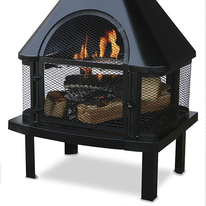 Endless Summer Wood Burning Fireplace Outdoor Chimney Fire Bowl, Black