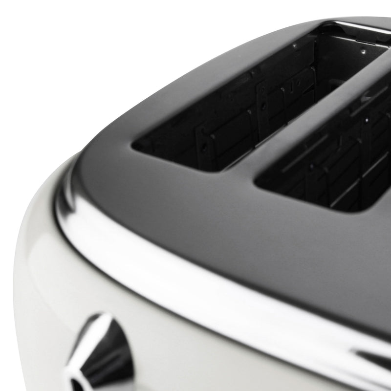 Haden 75013 Heritage 4 Slice Wide Slot Stainless Steel Body Retro Toaster, White