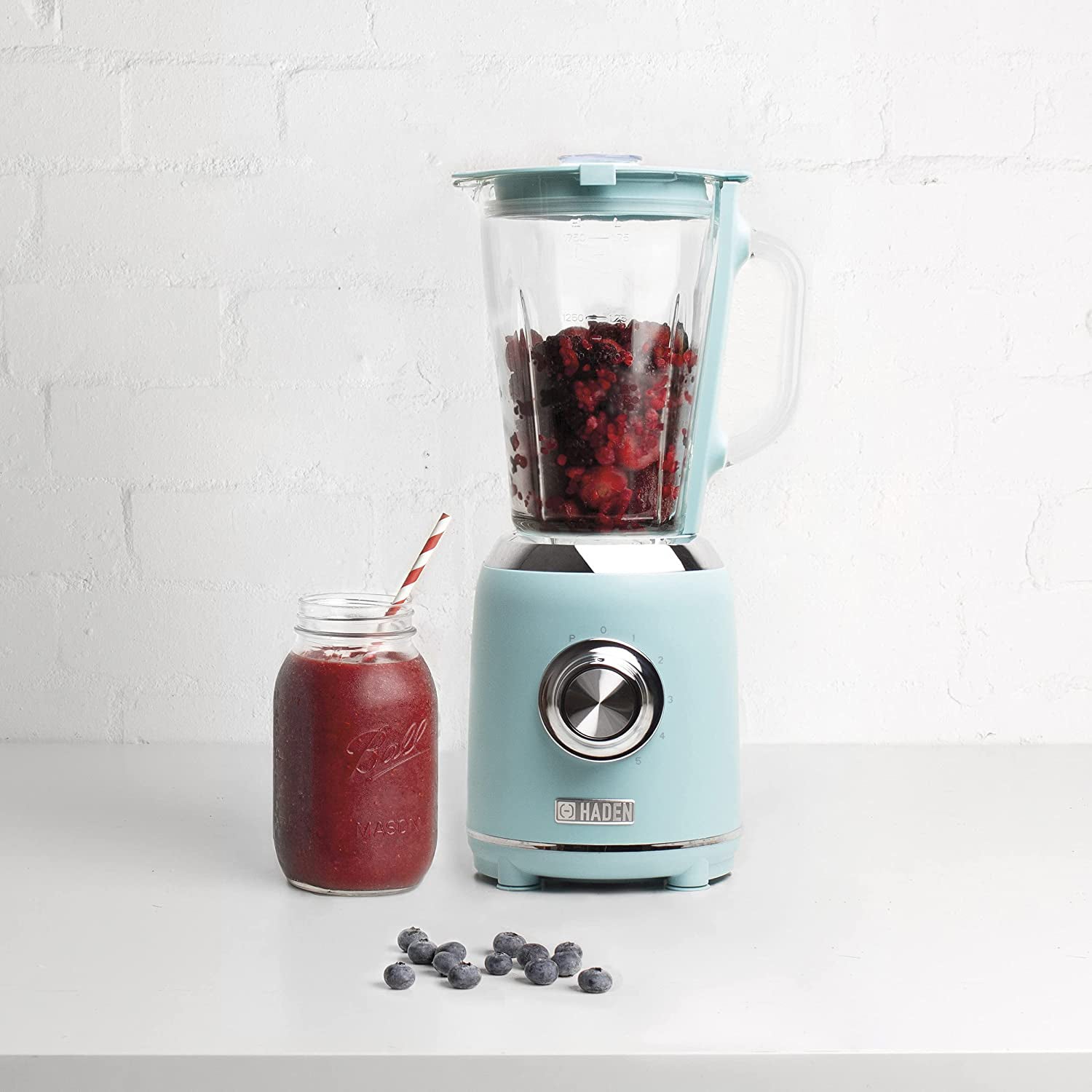 Haden Heritage Retro Style 56 Ounce 5 Speed Blender with Glass Jar, Turquoise (Refurbished)