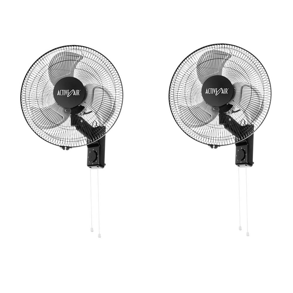 Active Air ACFW16HDB 16 Inch 3-Speed Metal Wall Mountable Oscillating Fan (2) - VMInnovations