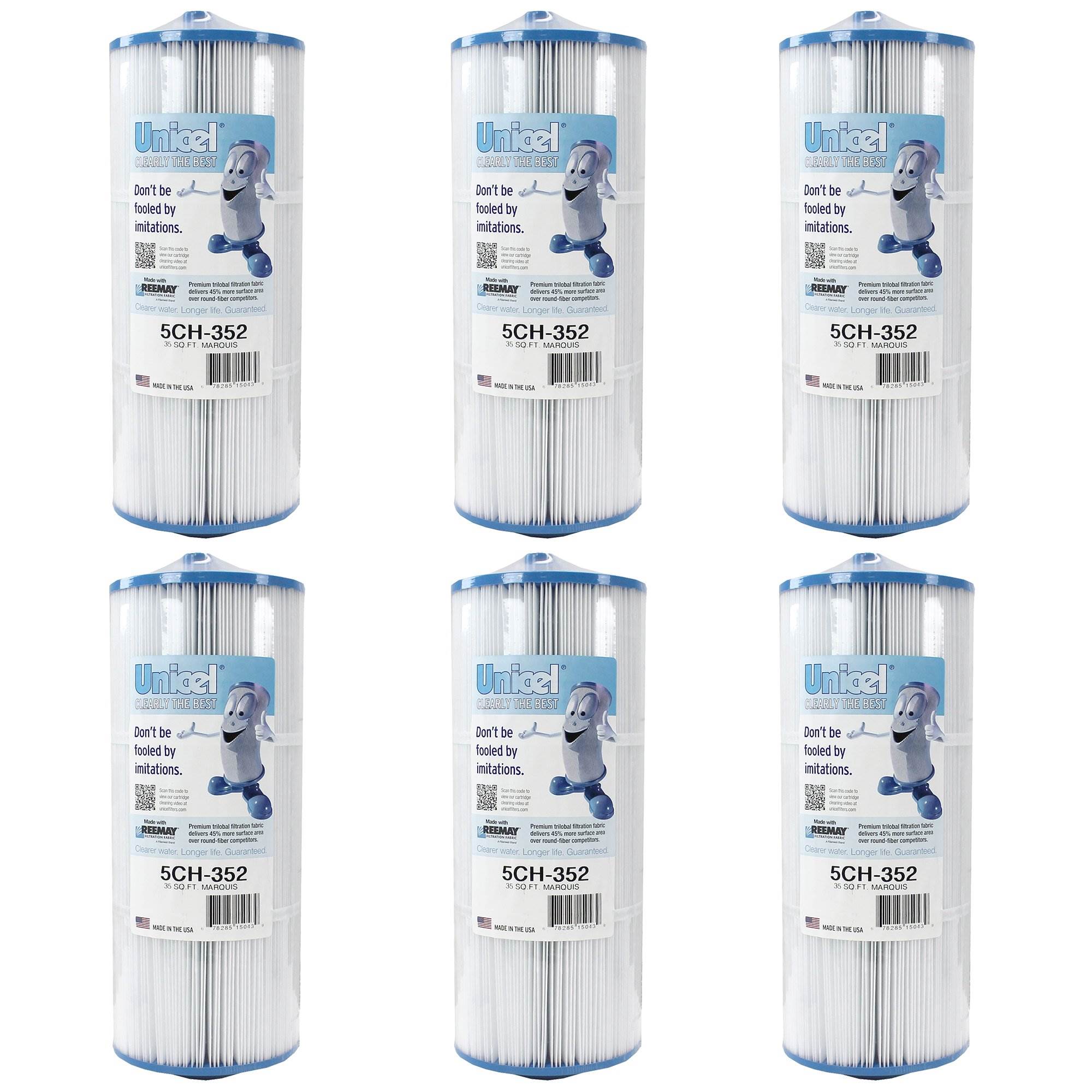 Unicel 5CH-352 Replacement 35 SqFt Filter Cartridge for Spa, 151 Pleats (6 Pack) - VMInnovations
