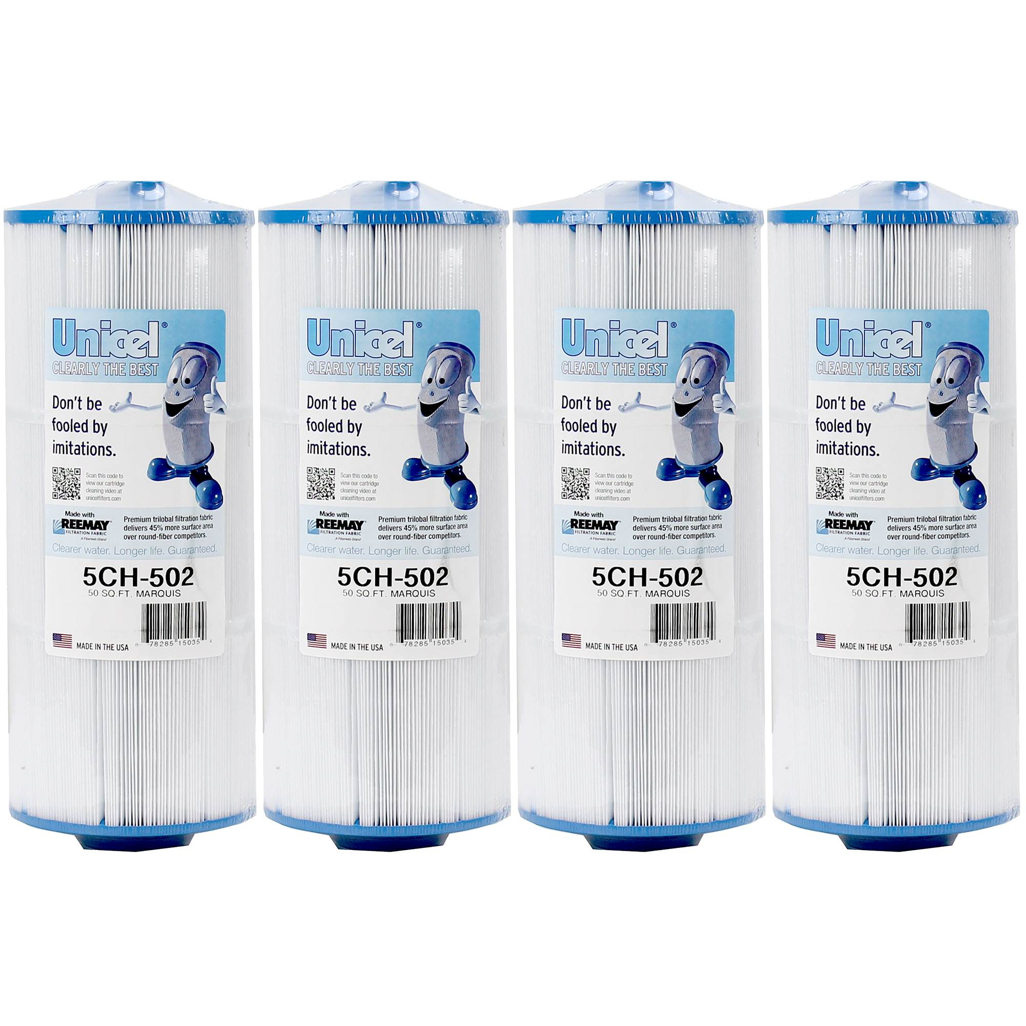 Unicel 5CH-502 Replacement 50 SqFt Filter Cartridge for Spa, 197 Pleats (4 Pack) - VMInnovations