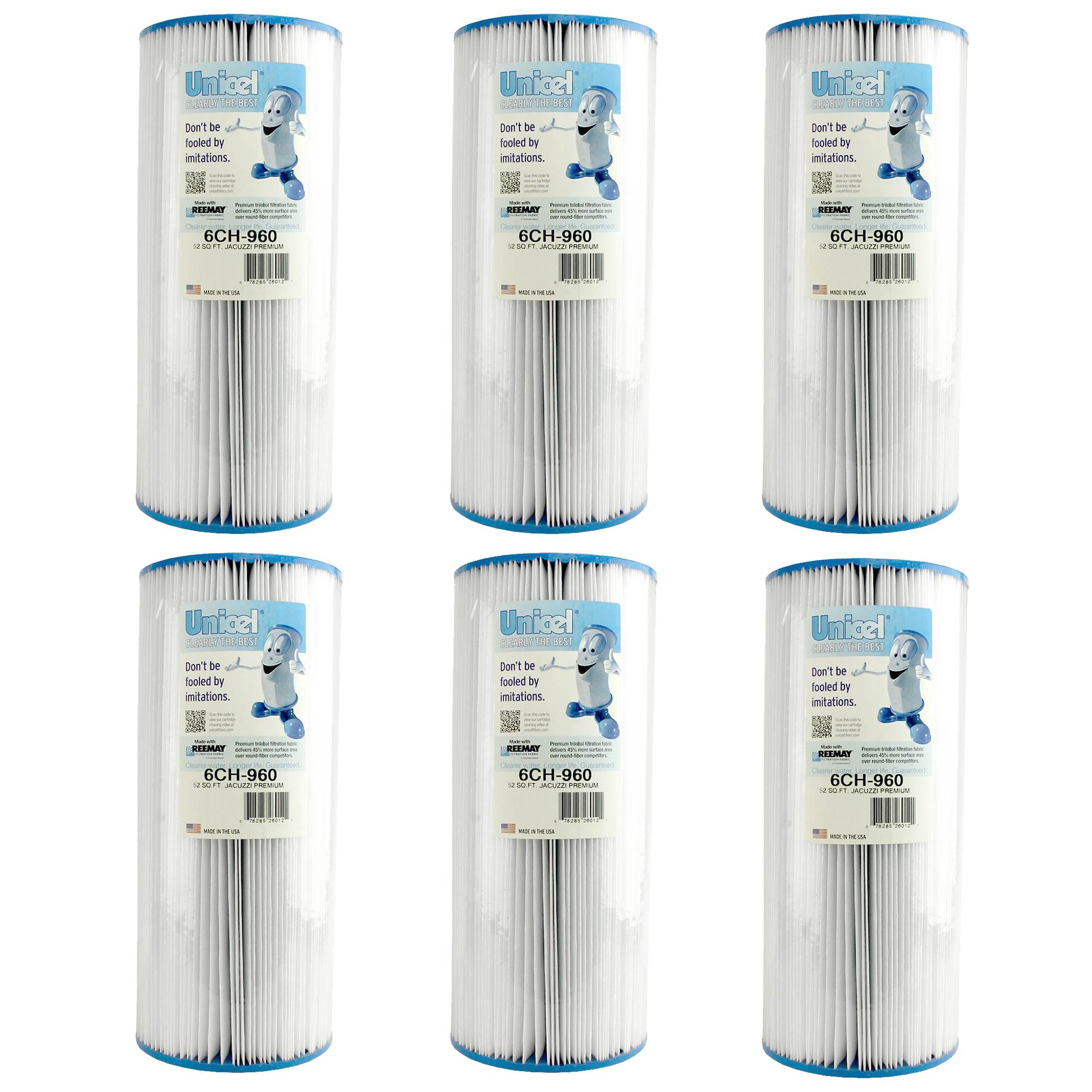 Unicel 6CH-960 Replacement 52 SqFt Filter Cartridge for Spa, 113 Pleats (6 Pack) - VMInnovations