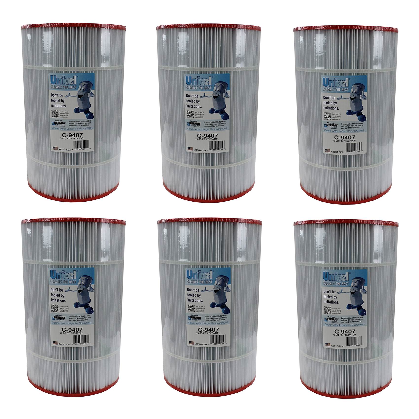 Unicel C-9407 Replacement 75 Sq Ft Pool Spa Filter Cartridge, 171 Pleats, 6 Pack