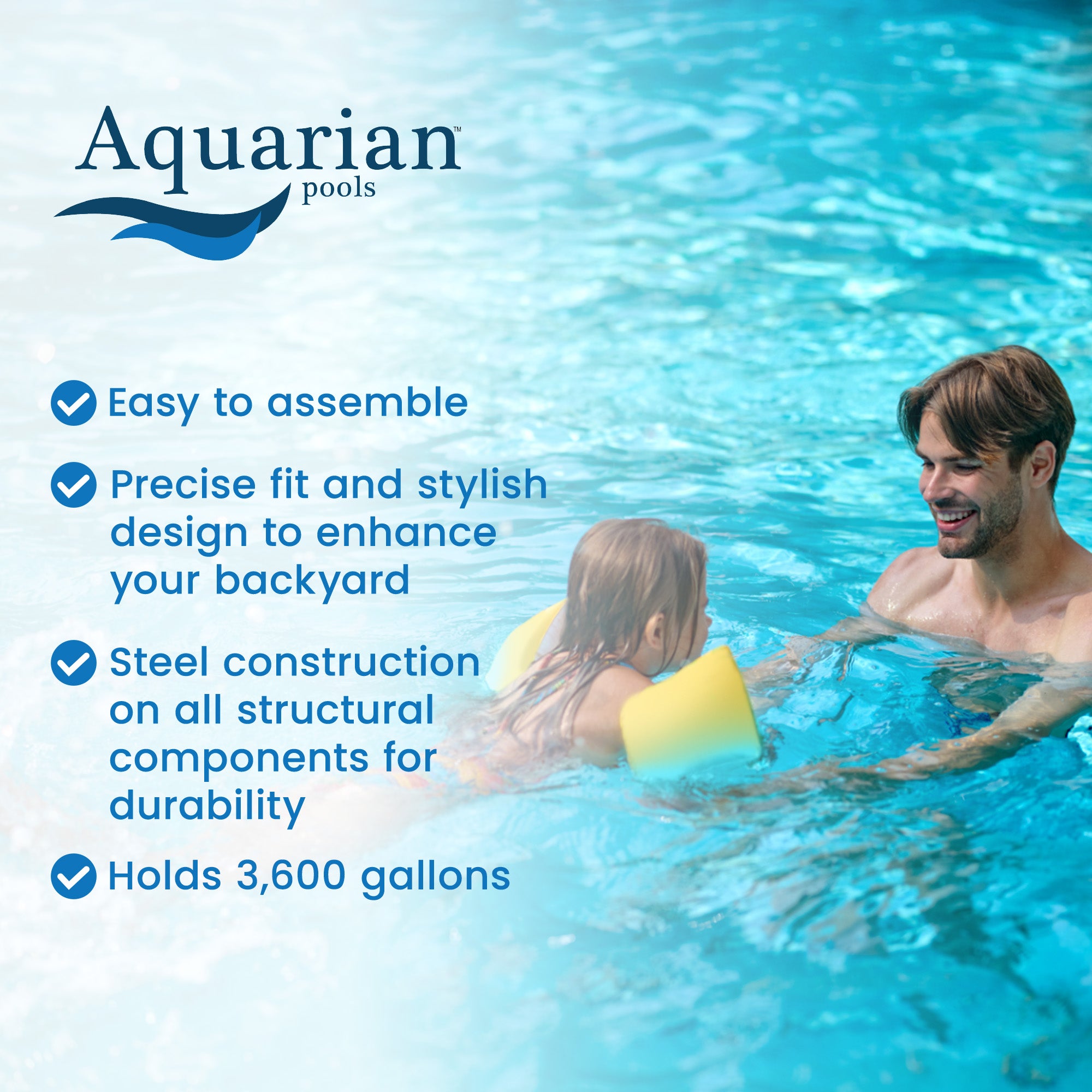 Aquarian 15ft x 52in Above Ground Swimming Pool w/Pump & Pool Ladder (Open Box) - VMInnovations