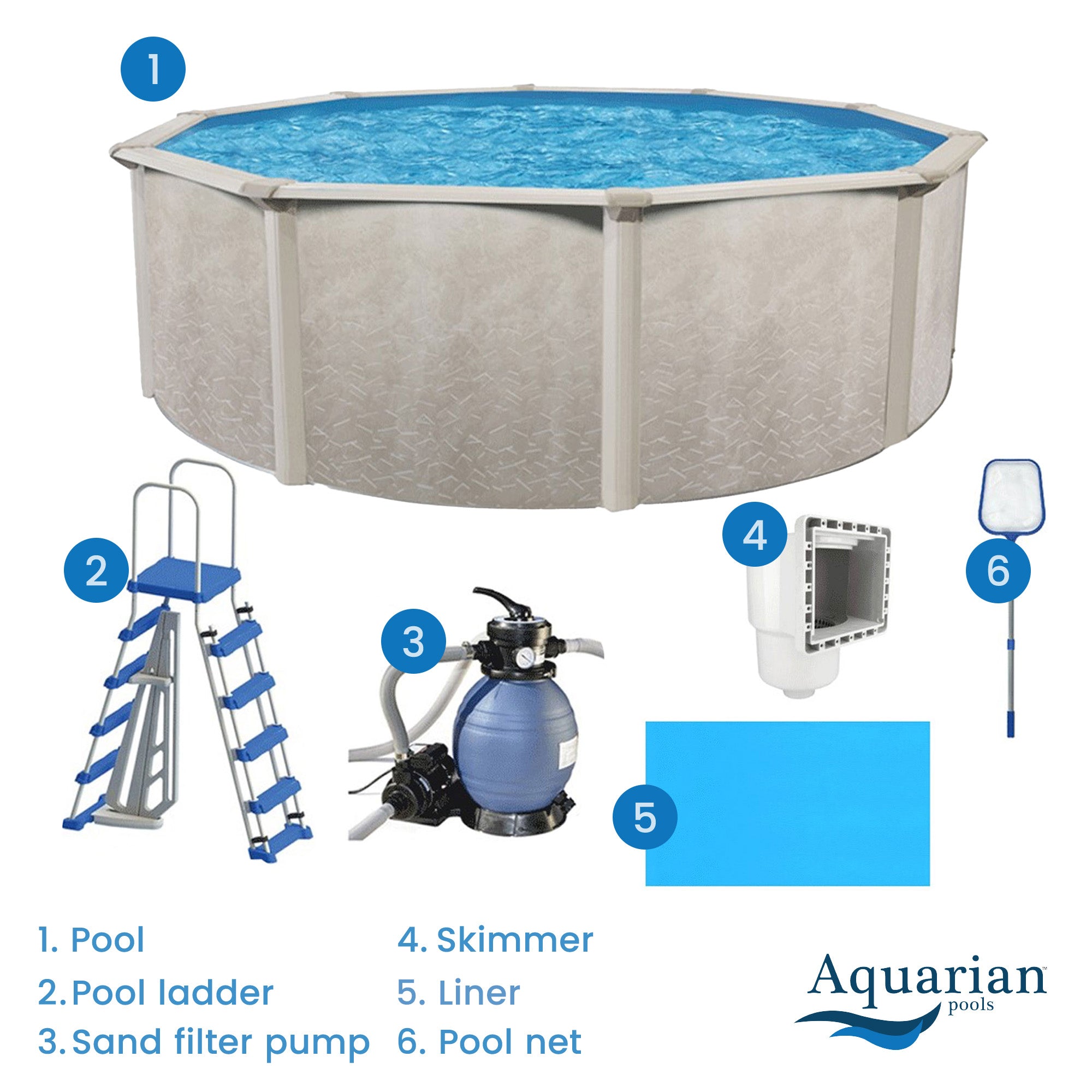 Aquarian 15ft x 52in Above Ground Swimming Pool w/Pump & Pool Ladder (Open Box) - VMInnovations