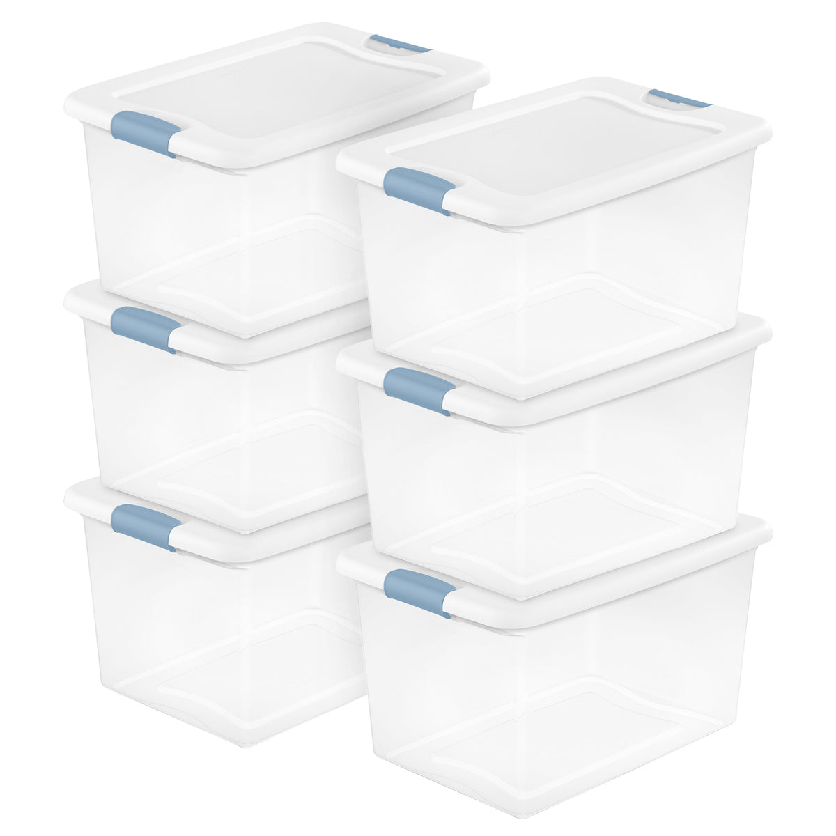 Sterilite 64 Quart Latching Plastic Storage Box, Clear (6 Pack) (Open Box)