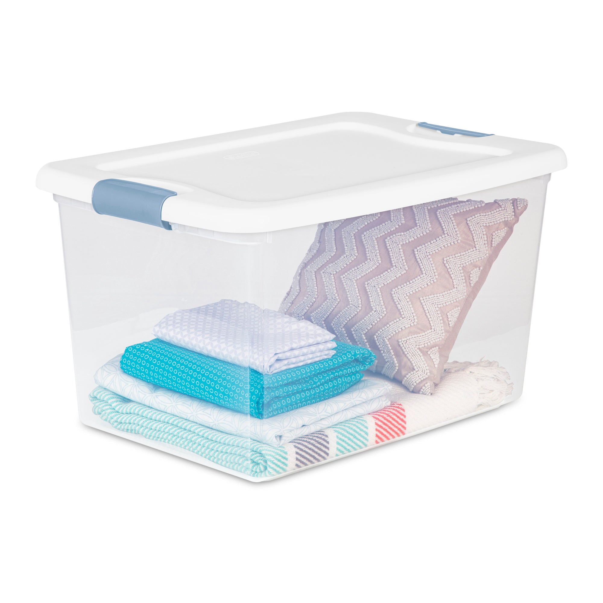 Sterilite 64 Qt Clear Plastic Stackable Storage Bin w/ White Latch Lid, (6 Pack) - VMInnovations