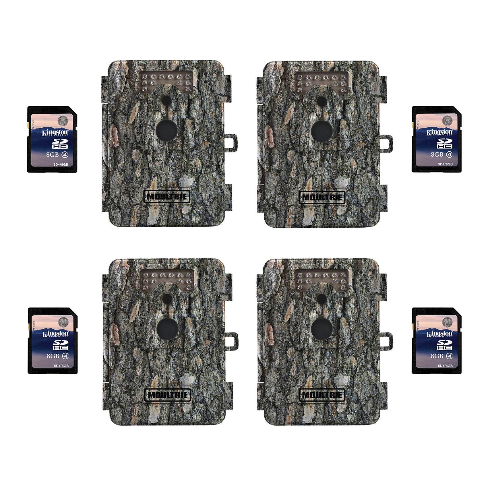 Moultrie D-5 5.0 MP Trail Game Camera, 4 Pack (Certified Refurbished) + SD Cards
