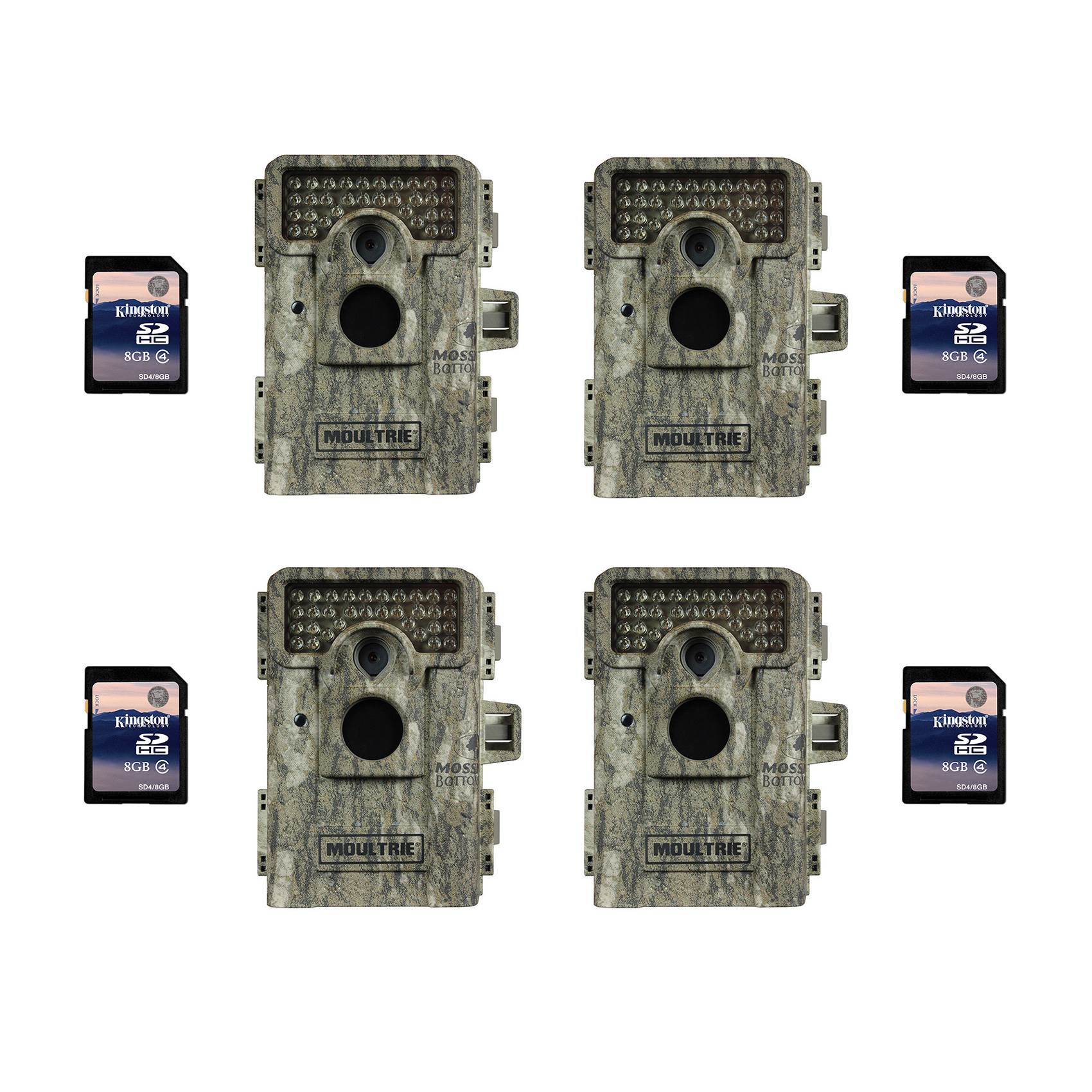 Moultrie M-880i 8 MP Mini Game Camera, 4 Pack (Certified Refurbished) + SD Cards