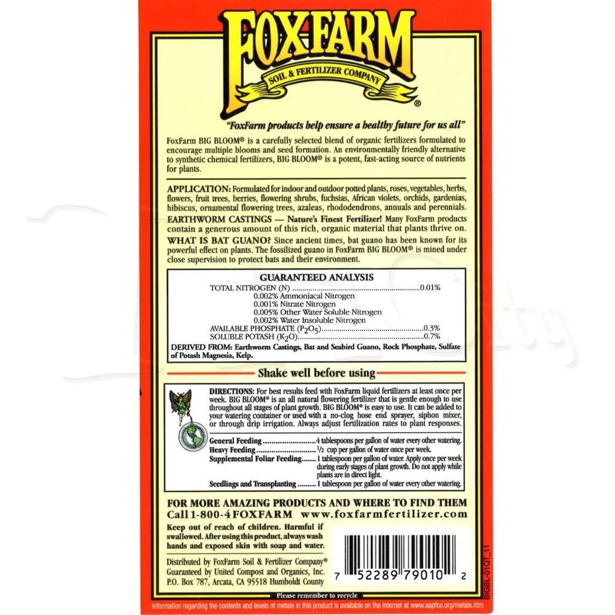 FoxFarm FX14091 Big Bloom Liquid Concentrate Organic Plant Food, 1 Pint - VMInnovations
