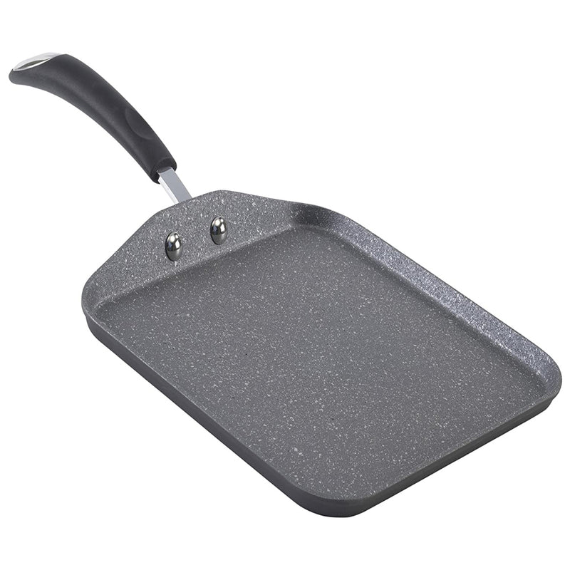 Bialetti 7555 Impact Nonstick Heavy Gauge Oven Safe 10 Inch Square Griddle, Gray