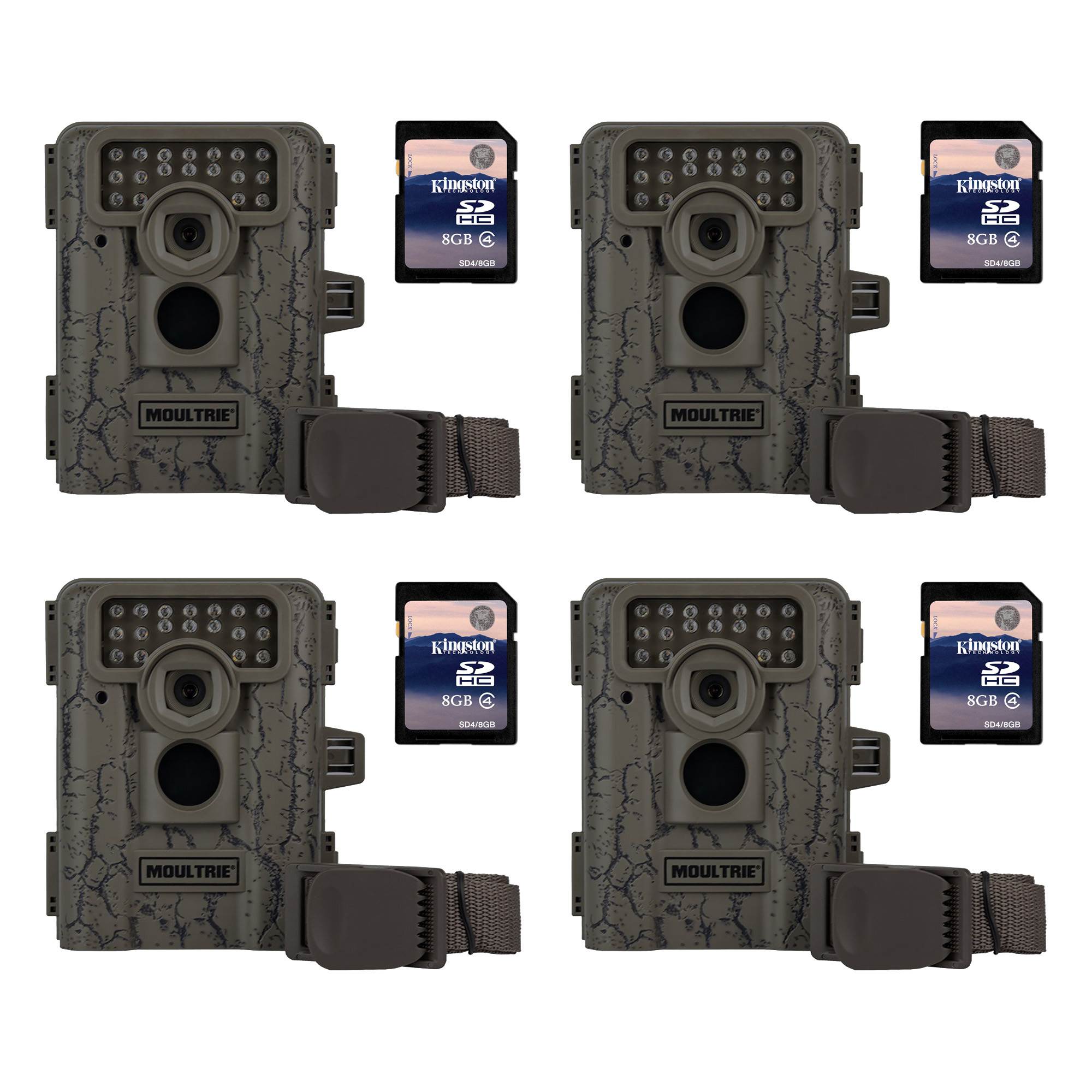 Moultrie D333 7MP Trail Game Camera, 4 Pack + SD Cards (Certified Refurbished)