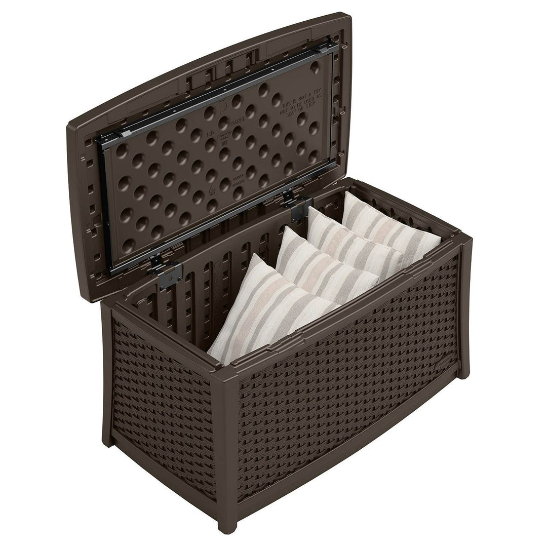 Suncast Elements Outdoor Resin Wicker Coffee Table with Storage, Java | BMDB3010 - VMInnovations