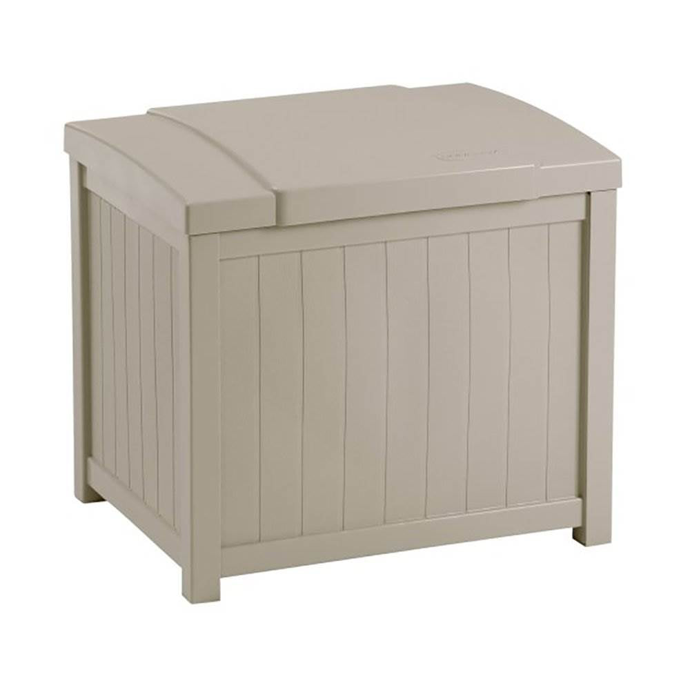 Suncast 22 Gallon Yard and Garden Stay Dry Resin Deck Box Light Taupe (Open Box)