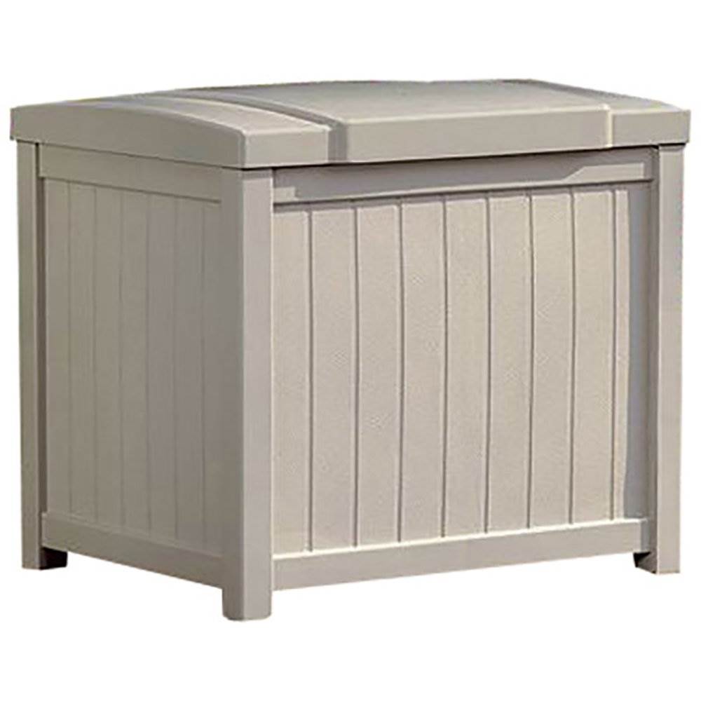 Suncast 22 Gallon Yard and Garden Stay Dry Resin Deck Box Light Taupe (Open Box)