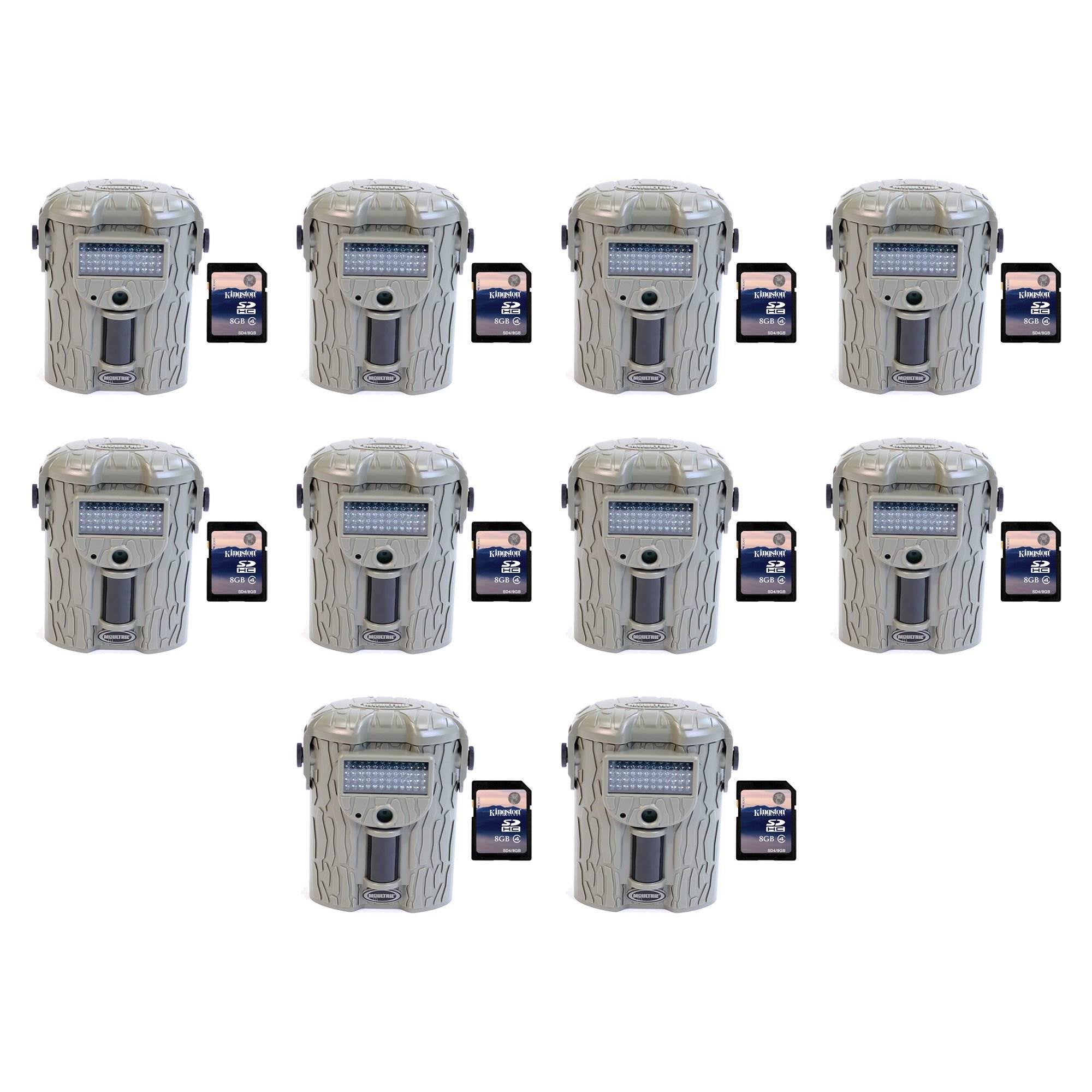 Moultrie i65 IR Trail Game Camera, 10 Pack (Certified Refurbished) + SD Cards