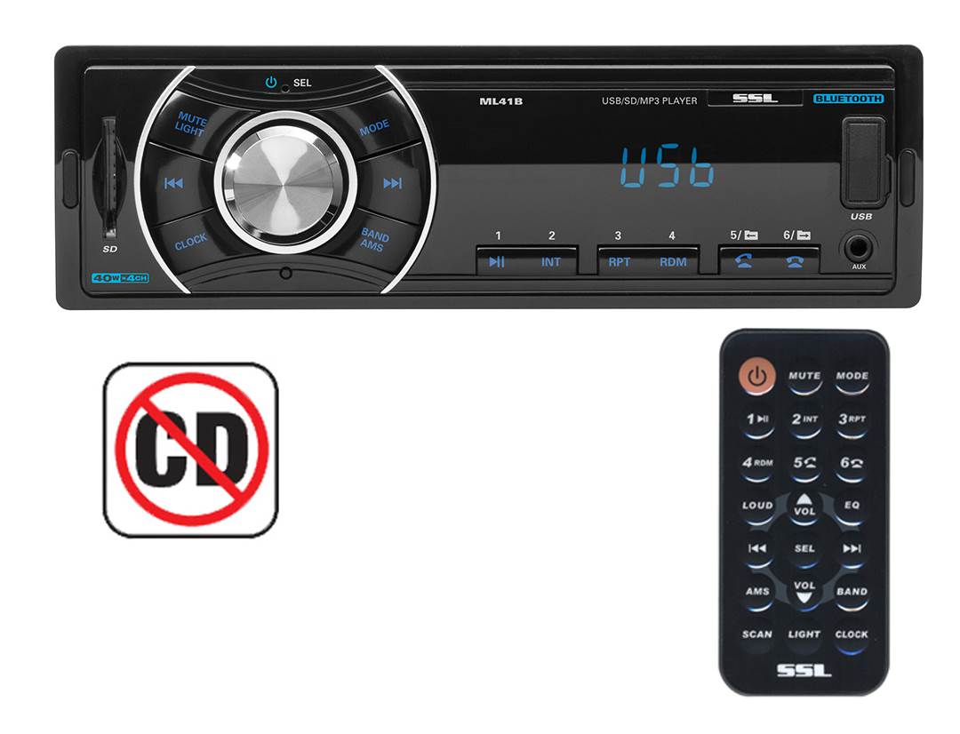 Soundstorm SSL Bluetooth Wireless Single Din Digital Media Car Receiver | ML41B