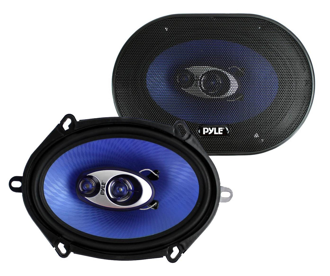Pyle PL573BL 5x7" 300 Watts 3-Way Car Coaxial Speakers Stereo Blue, Pair - VMInnovations