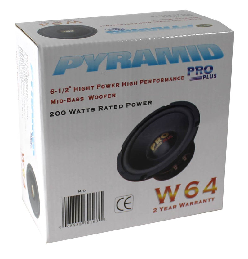 Pyramid W64 6.5" 200 Watt Car Audio Midrange/Mid Bass Poly Woofer Speaker