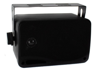 2) Pyle PLMR24B 3.5" 200 Watt 3-Way Weather Proof Mini Box Speaker System Black
