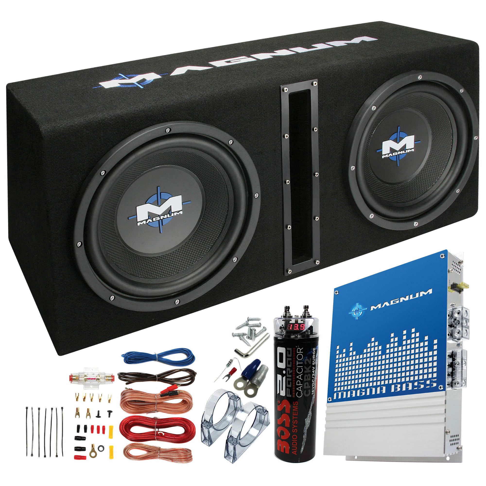 MTX Magnum MB210SP 10" 1200W Subwoofer System w/ Wiring Kit + Digital Capacitor