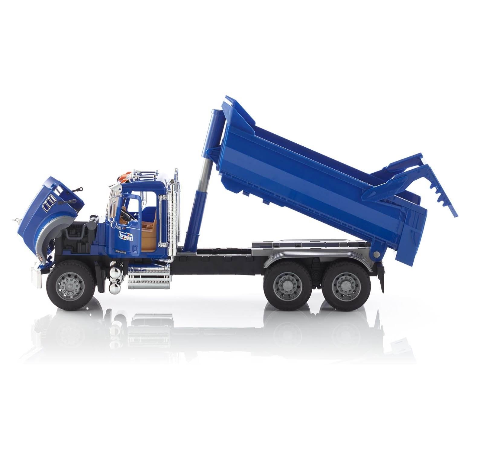 Bruder Toys Kids 1:16 Model Mack Granite Half-pipe Dump Truck, Blue (Open Box)