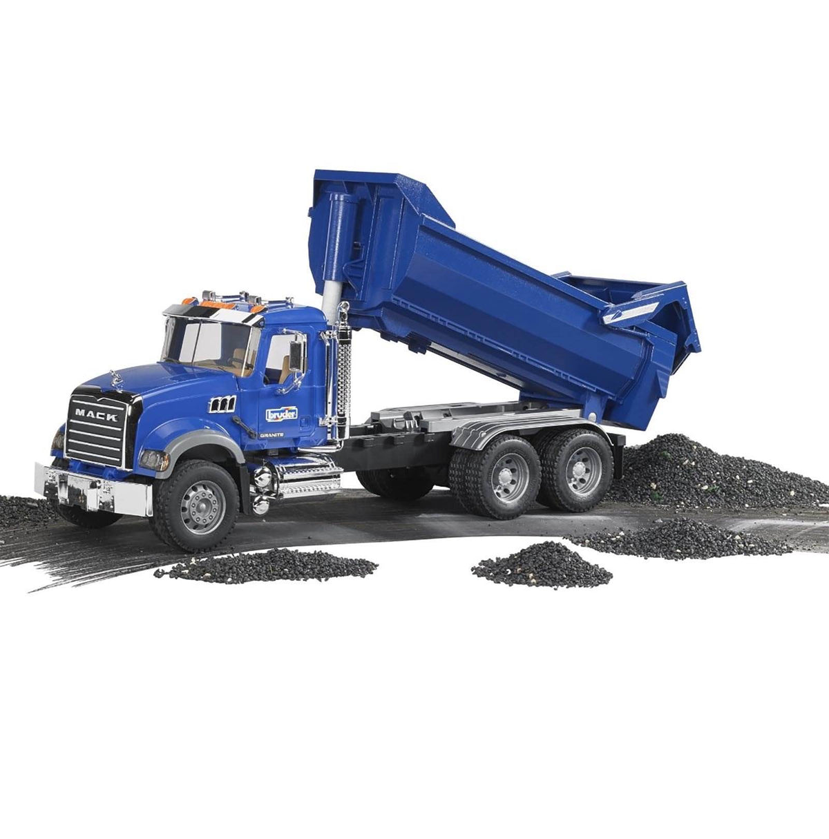 Bruder Toys Kids 1:16 Model Mack Granite Half-pipe Dump Truck, Blue (Open Box)