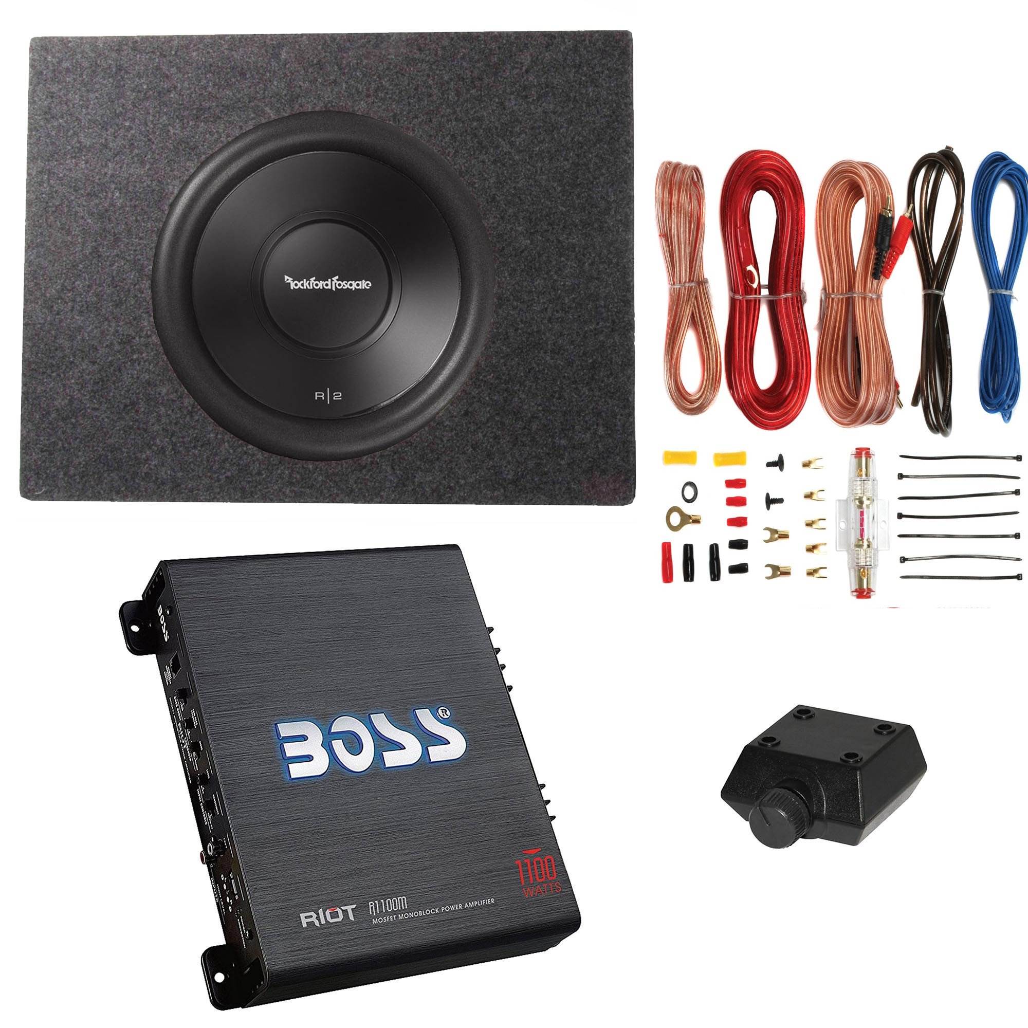 Rockford Fosgate 10" 500W Complete Subwoofer and Amplifier w/ Wiring Kit
