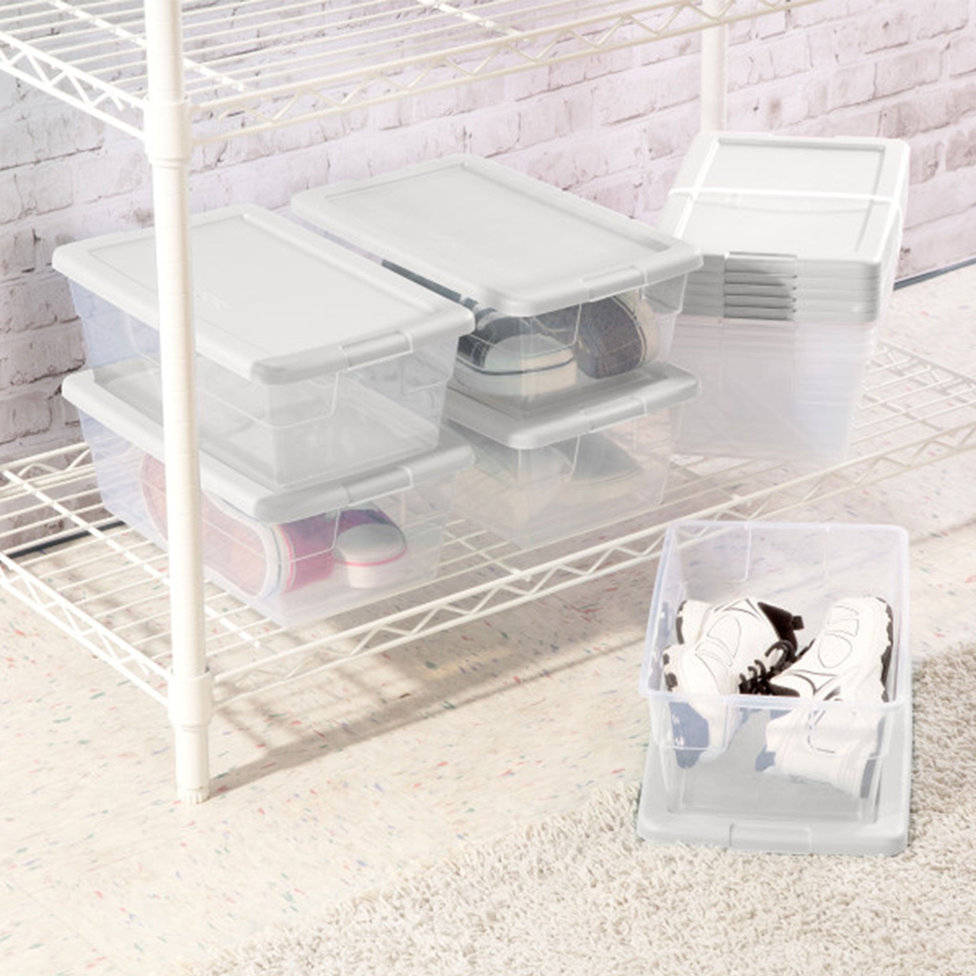 Sterilite 6 Qt Clear Plastic Storage Container Bin Snap Close White Lid, 36 Pack - VMInnovations