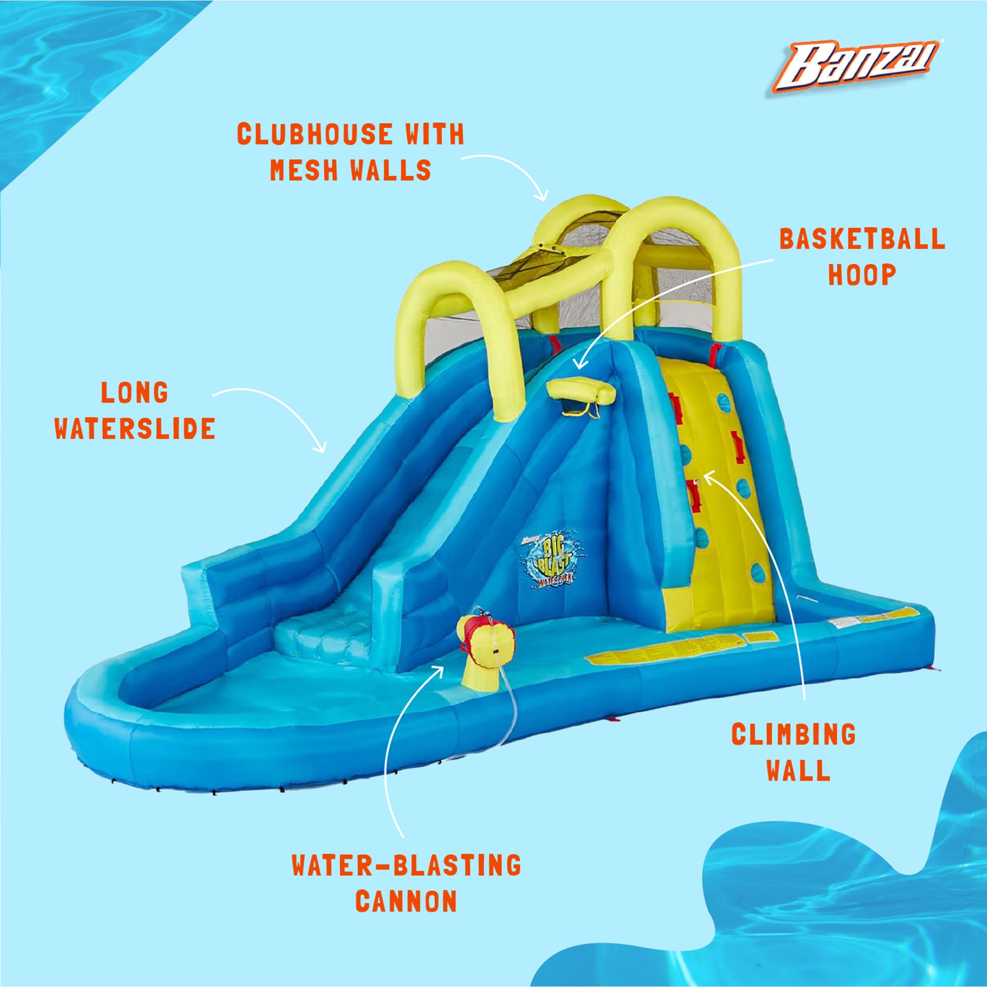 Banzai Inflatable Big Blast Splash Slide Lagoon Pool Outdoor Water Park (2 Pack)