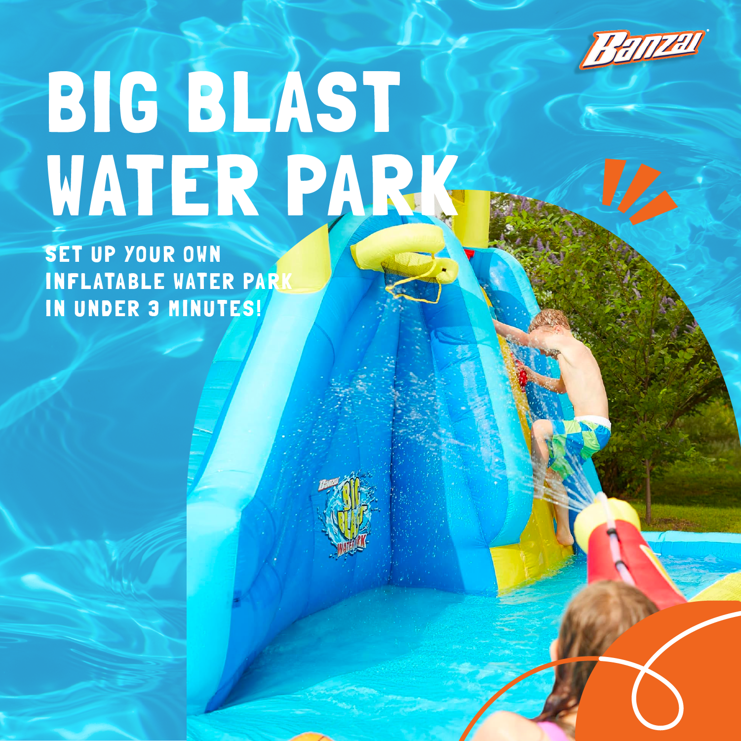 Banzai Inflatable Big Blast Cannon Splash Slide Pool Water Park (Open Box)