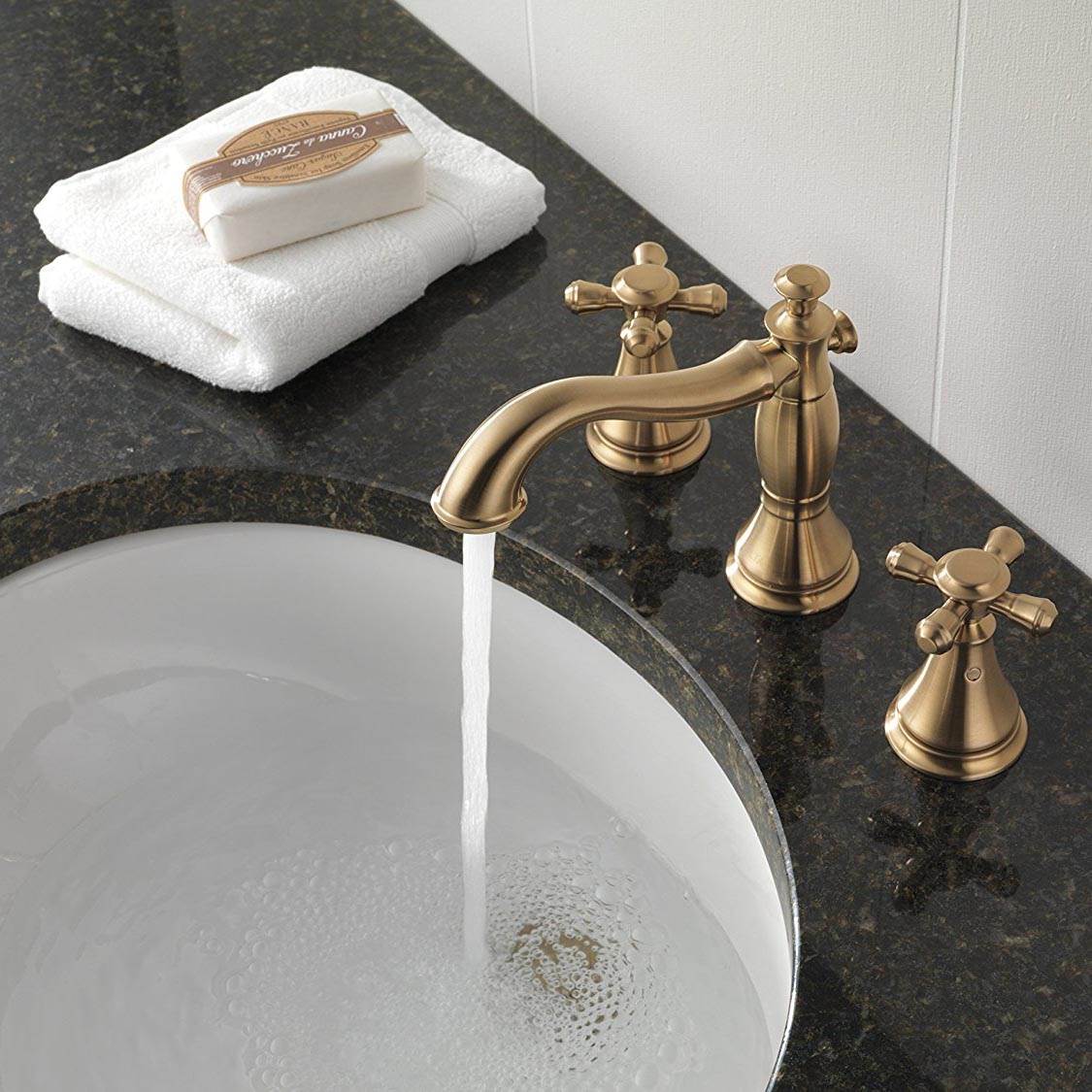 Delta Faucet Cassidy 2 Handle Widespread Lavatory, Champagne Bronze (Open Box)