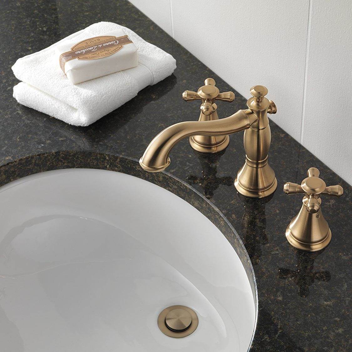 Delta Faucet Cassidy 2 Handle Widespread Lavatory, Champagne Bronze (Open Box)