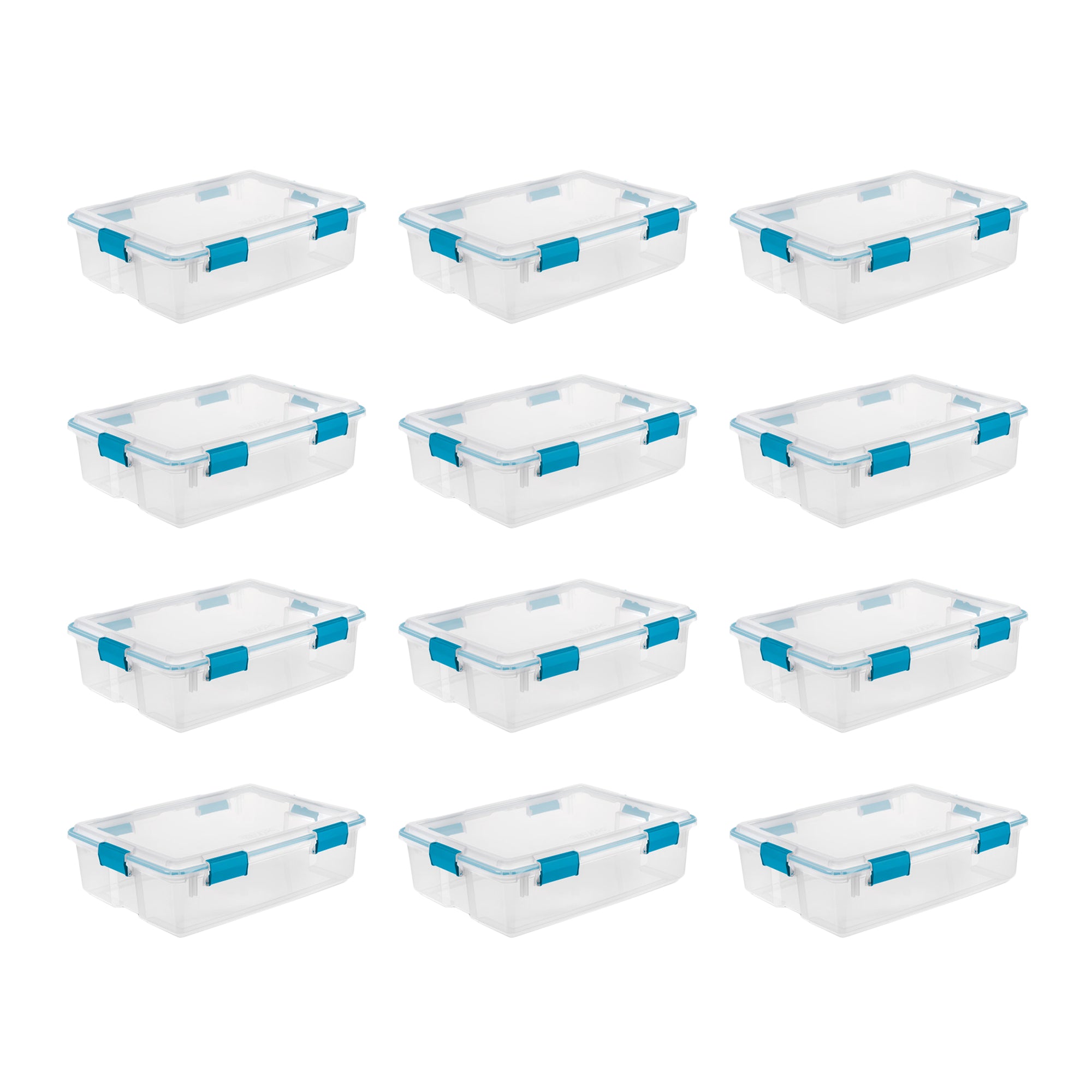 Sterilite 37 Quart Clear Plastic Home Storage Tote Bin with Secure Lids, 12 Pack - VMInnovations