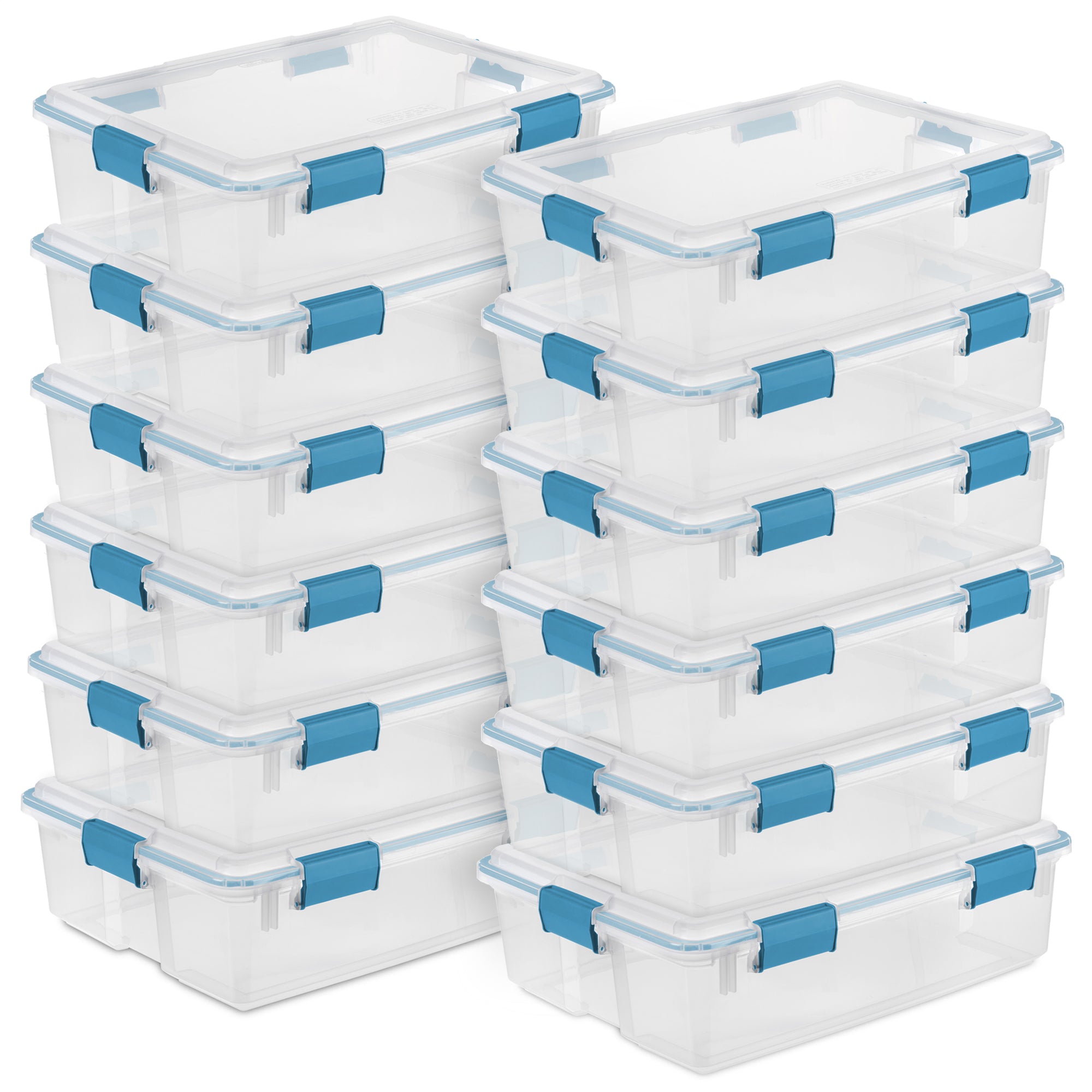 Sterilite 37 Quart Clear Plastic Home Storage Tote Bin with Secure Lids, 12 Pack - VMInnovations