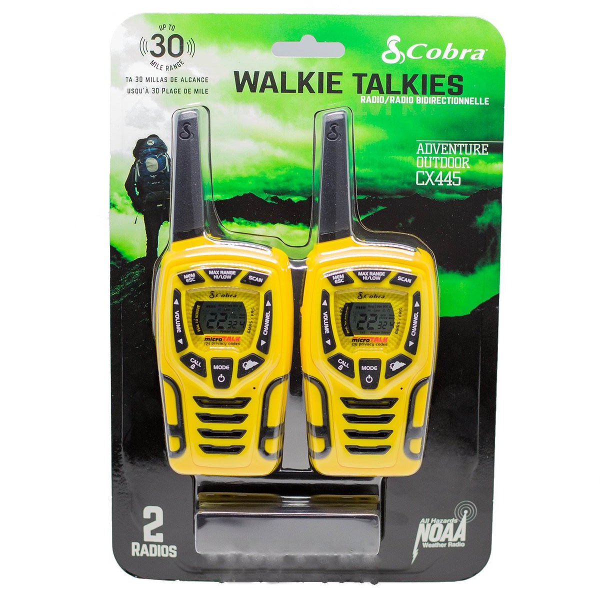 Cobra 28 Mile 22 Channel Walkie Talkie VOX Radios w/ NOAA Receiver (Open Box)