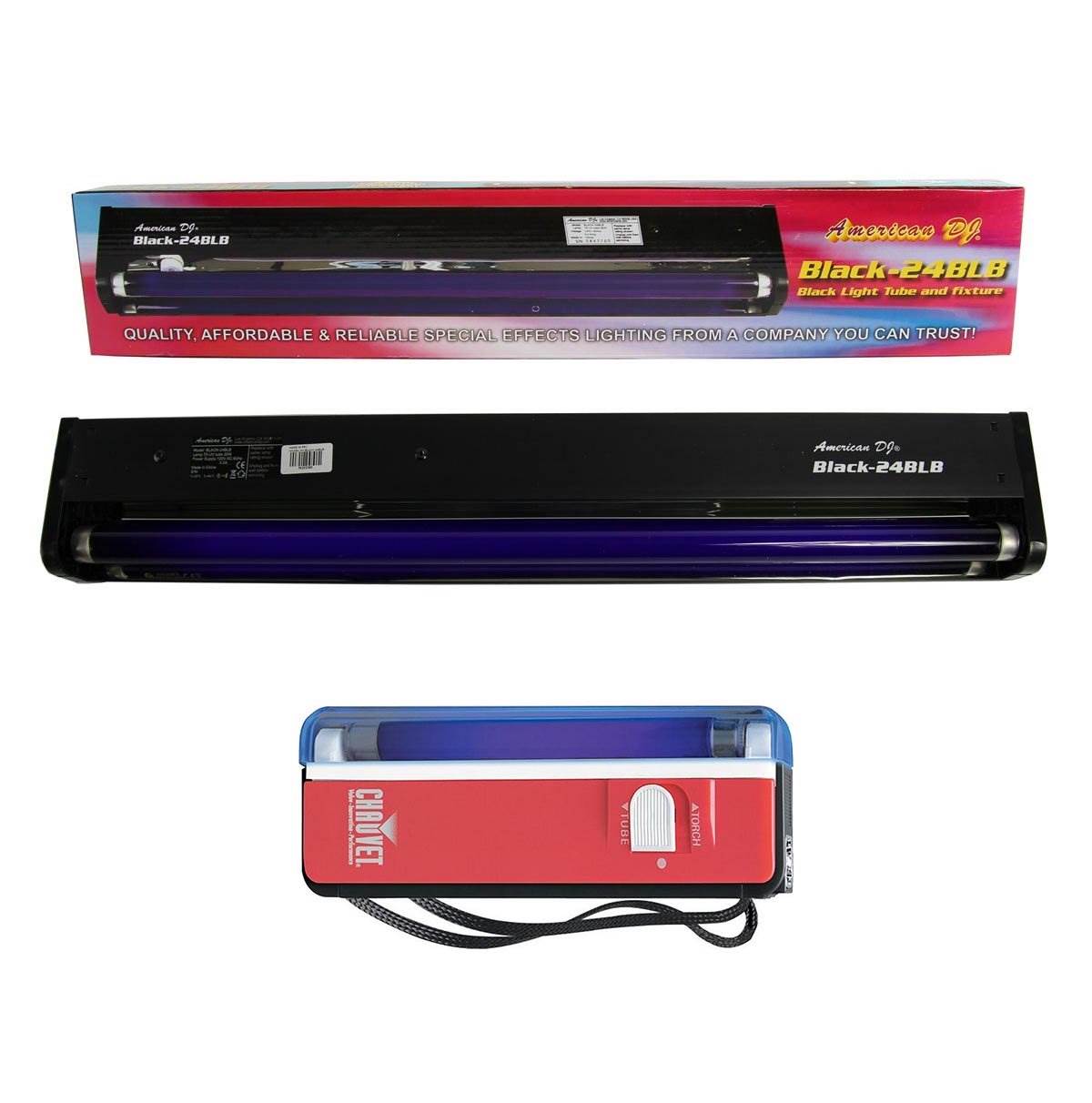 American DJ BLACK-24BLB 24" Black Light + Chauvet DJ NVF-4 Handheld Flashlight
