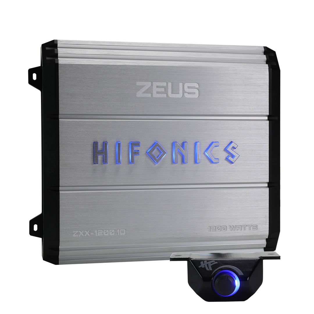 Hifonics Zeus 1200W Max Class D Monoblock Car Audio Amp & Bass Knob, ZXX-1200.1D