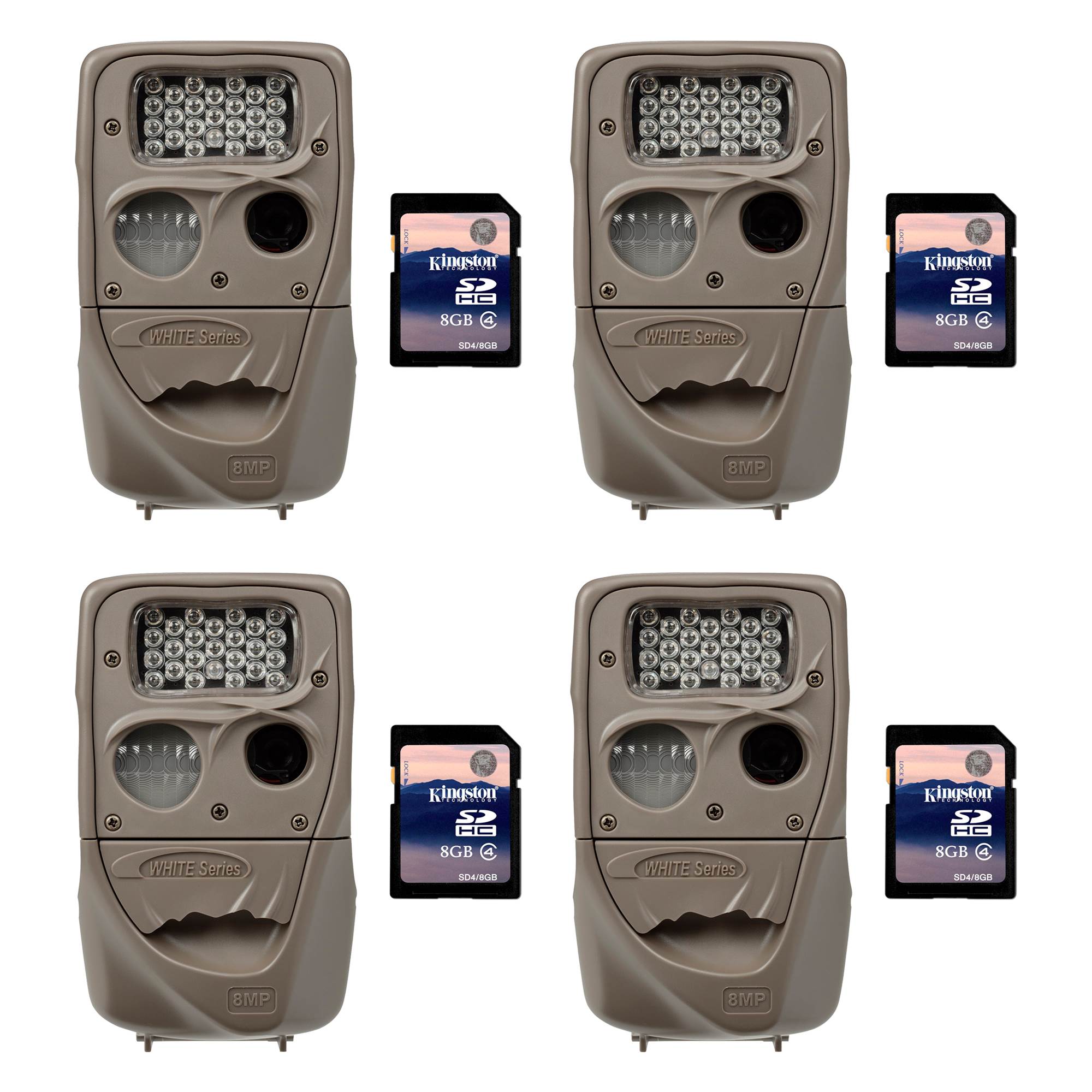 Cuddeback Moonlight 8MP Low Glo 75ft. Game Trail Camera, 4 Pack + 8GB SD Cards