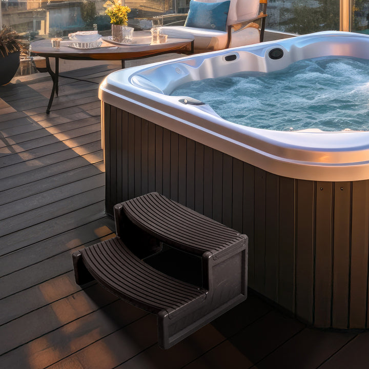 Confer Plastics Handi-Step Spa Hot Tub Stairs for Straight/Curved Spas,Deep Grey - VMInnovations